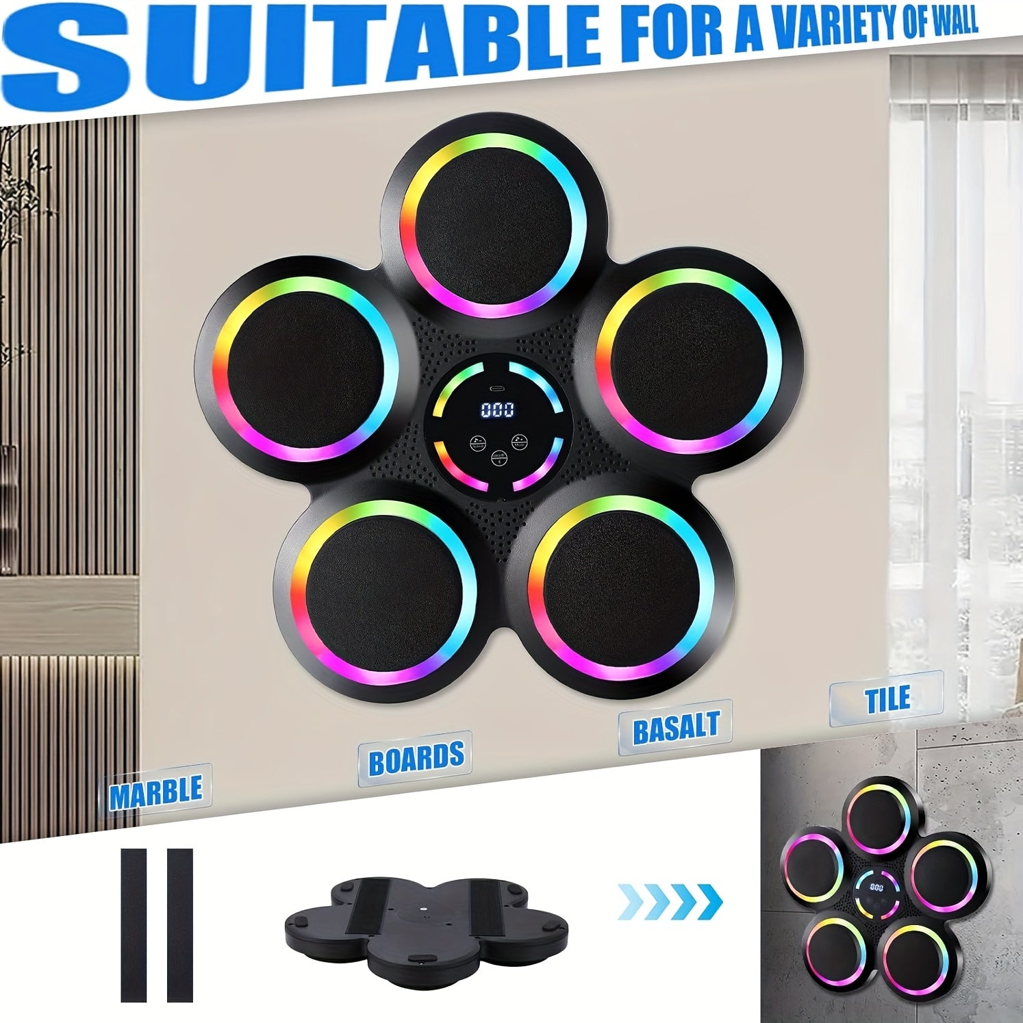 NNETM Smart Music Boxing Machine Wall-Mount with Gloves - Image 5