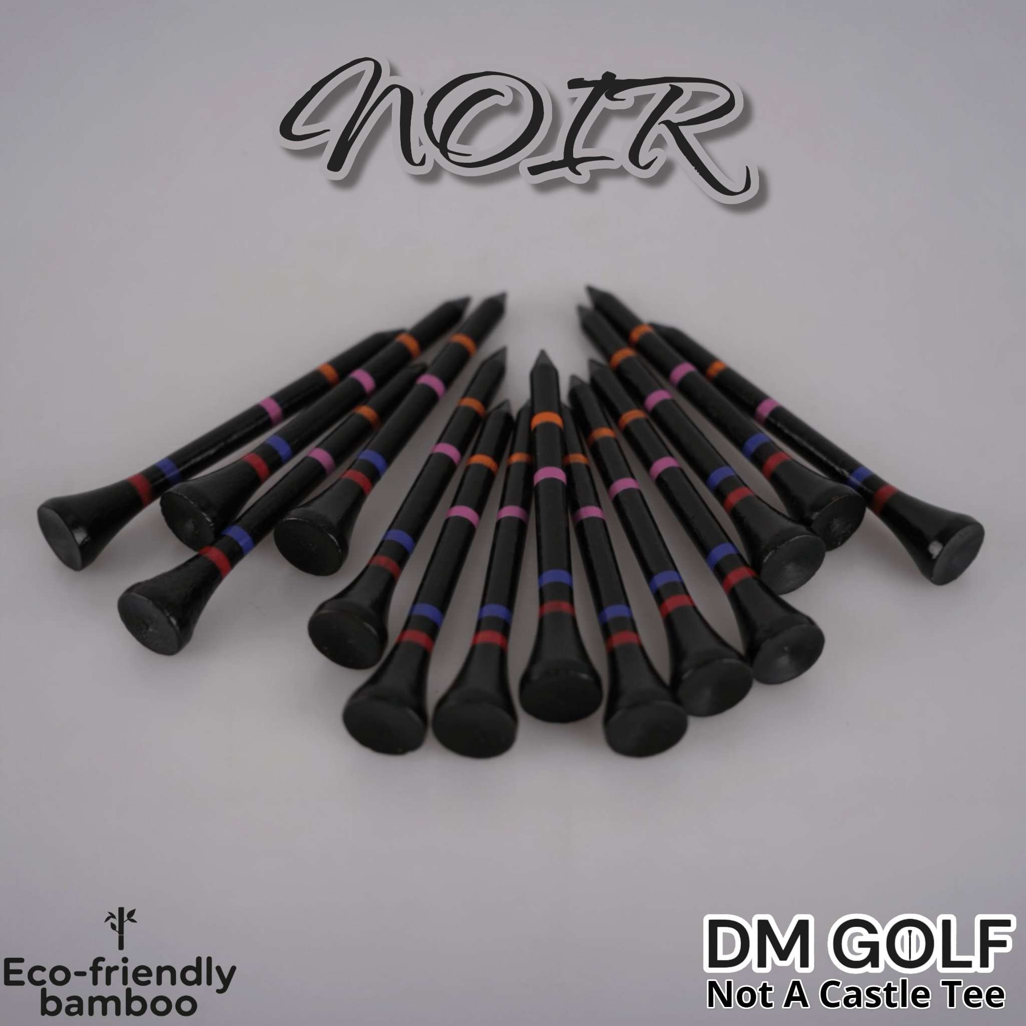 Noir-Not A Castle Tee-Premium 70mm Bamboo Golf Tee With Orange, Pink, Blue & Red Castle Height Indicators-50 Pack - Image 2